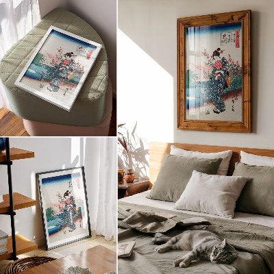 Hållbar väggposter Japansk kvinna (1844-1846), vintage träsnitt av Utagawa Hiroshige
