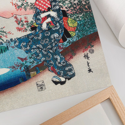 Hållbar väggposter Japansk kvinna (1844-1846), vintage träsnitt av Utagawa Hiroshige