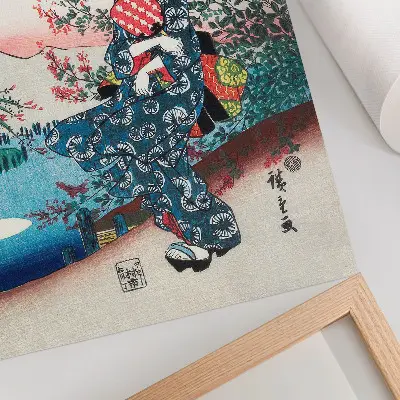 Hållbar väggposter Japansk kvinna från 1844–1846, vintage träsnitt av Utagawa Hiroshige