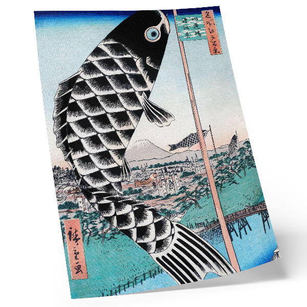 Dekorativ väggaffisch Utagawa Hiroshiges Suidobashi och Surugadai-bron (1857)