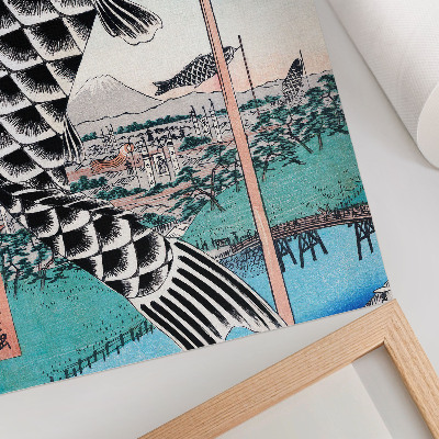 Dekorativ väggaffisch Utagawa Hiroshiges Suidobashi och Surugadai-bron (1857)