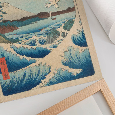 Affisch En stor våg på Satta Beach i Suruga, från serien Thirty-six Views of Fuji (Fuji Sanjuroku Kei) av Utagawa Kuniyos
