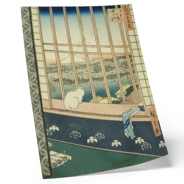 Hållbar väggposter Asakusa risfält och Torinomachi-festivalen ur serien Hundra berömda vyer över Edo av Hiroshige