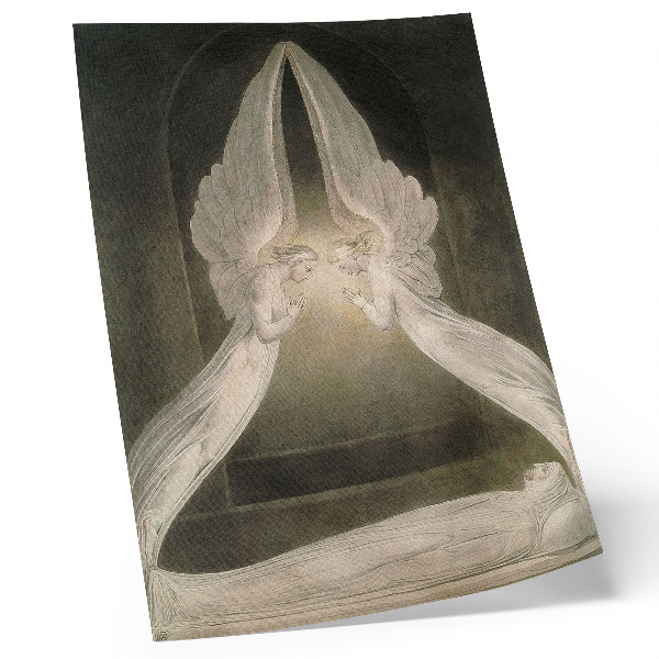 Affisch Kristus i graven, bevakad av änglar (1805), akvarell av William Blake