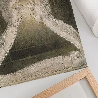 Affisch med motivet Kristus i graven, bevakad av änglar av William Blake från 1805