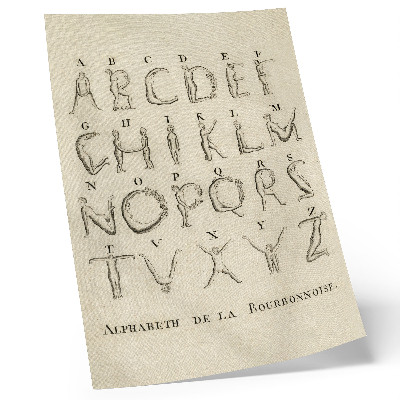Dekorativ väggaffisch Det nakna alfabetet; Alphabet de la Bourbonnoise (1790)