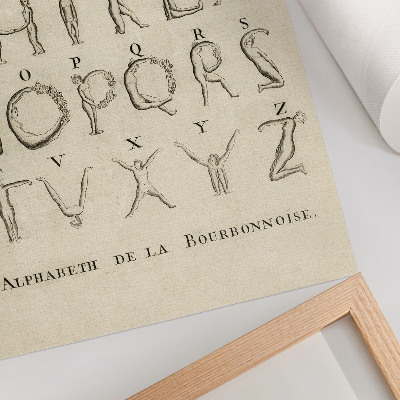 Dekorativ väggaffisch Det nakna alfabetet; Alphabet de la Bourbonnoise (1790)