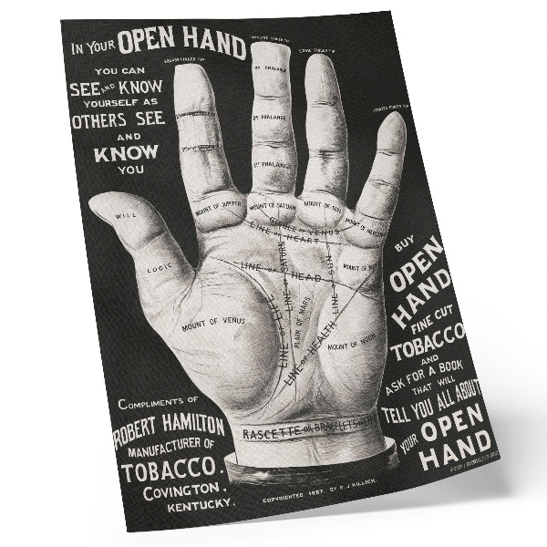 Hållbar väggposter Öppen hand, handflateläsning