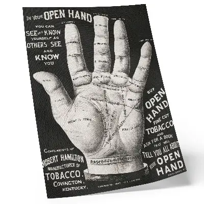 Hållbar väggposter med motiv av öppen hand för handflateläsning