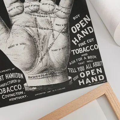 Hållbar väggposter med motiv av öppen hand för handflateläsning