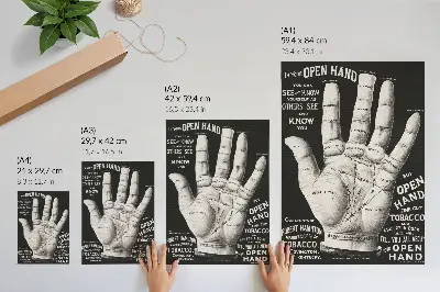 Hållbar väggposter med motiv av öppen hand för handflateläsning