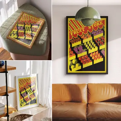 Fruktbutiken (1936) av Federal Art Project dekorativ väggaffisch