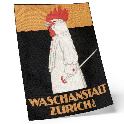 Dekorativ väggaffisch Waschanstalt Zurich (1905), en historisk reklamaffisch av Robert Hardmeyer
