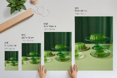 Hållbar väggposter Gröna geléer på olika tallrikar