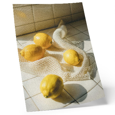 Poster Citroner på ett trådnät i en köksmiljö