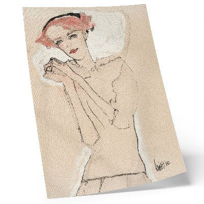 Affisch Porträtt av en kvinna (1910) av Egon Schiele – en feminin linjeteckning från MET-museets samling