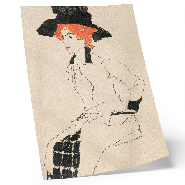 Hållbar väggposter Porträtt av en kvinna (1910) av Egon Schiele – en feminin linjeteckning från MET-museets samling