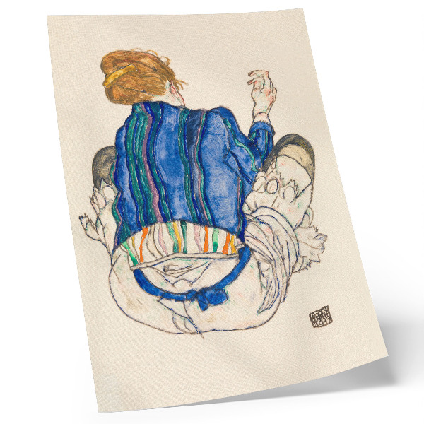 Poster Sittande kvinna, bakifrån (1917) av Egon Schiele – en feminin linjeteckning från MET:s samling