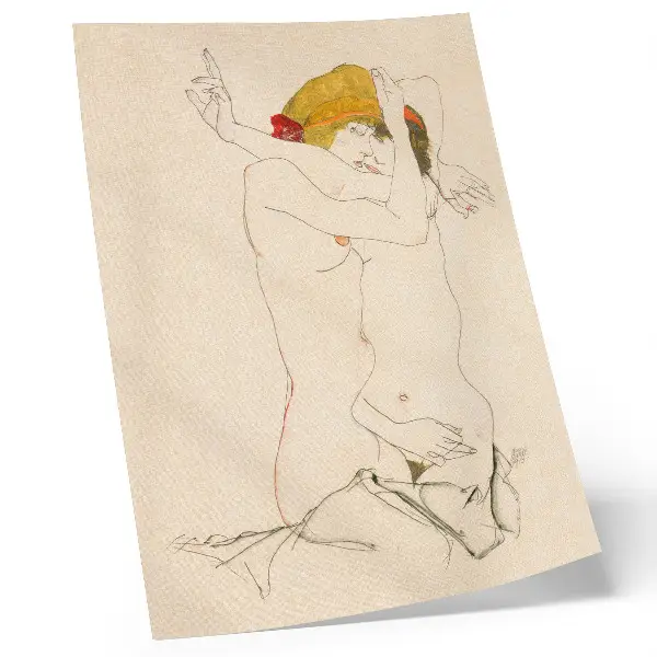 Affisch Två kvinnor som omfamnar varandra av Egon Schiele från MET:s samling