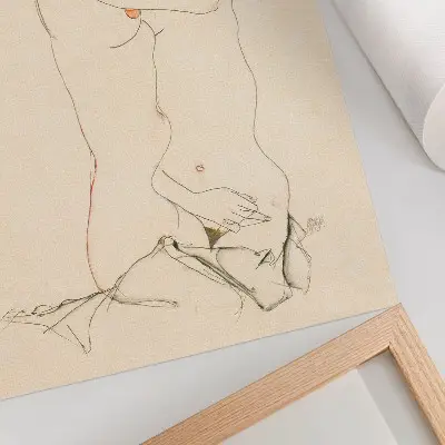 Affisch Två kvinnor som omfamnar varandra av Egon Schiele från MET:s samling