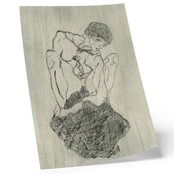 Egon Schieles grafiska verk hållbar väggposter med en feminin linjeteckning från 1971 hämtad ur MET:s samling