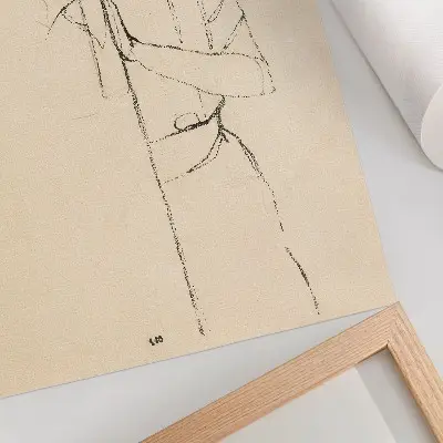 Porträtt av en kvinna av Egon Schiele dekorativ väggaffisch med en feminin linjeteckning från 1910 ur MET-museets samling
