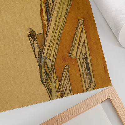 Poster Framifrån av byggnaden (hus i Krumau) (1910) av Egon Schiele