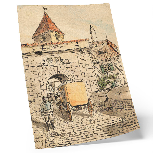 Poster Stadsport med vagn (studentarbete) av Egon Schiele
