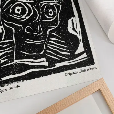 Affisch Die Aktion, år 6, nr 39/40 från 1916 med abstrakt illustration av ett huvud av Egon Schiele