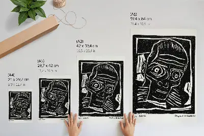 Affisch Die Aktion, år 6, nr 39/40 från 1916 med abstrakt illustration av ett huvud av Egon Schiele