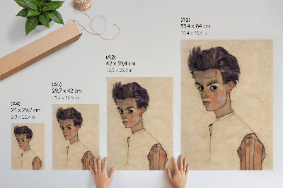 Hållbar väggposter Självporträtt av Egon Schiele (1910)