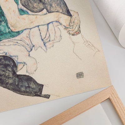 Affisch Sittande kvinna med upphöjt knä (1917) av Egon Schiele