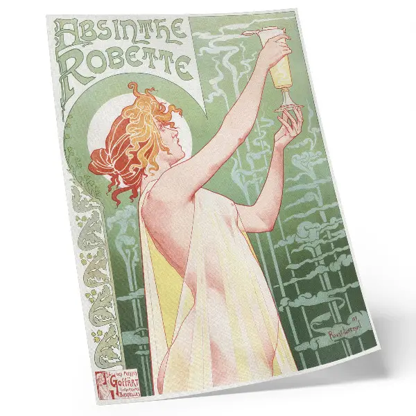 Affisch kromolitografi av Privat Livemonts Absinthe Robette från 1896
