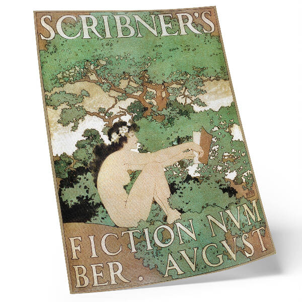Dekorativ väggaffisch Den nakna kvinnan, ett nummer av Scribners Fiction (1897) av Maxfield Parrish