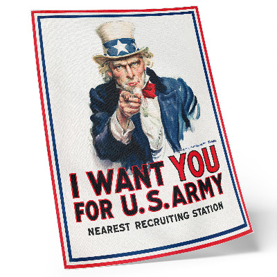 Poster Efterlysningsaffisch för amerikanska soldater, en estetisk litografi av James Montgomery Flagg