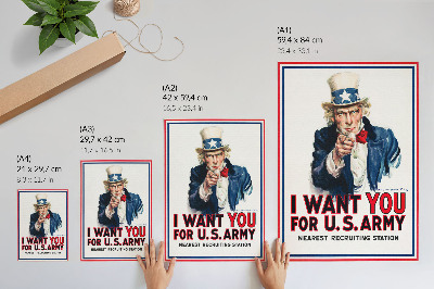 Poster Efterlysningsaffisch för amerikanska soldater, en estetisk litografi av James Montgomery Flagg