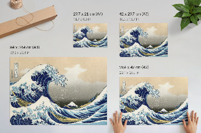 Stilren väggposter Den stora vågen utanför Kanagawa (1760–1849) av Hokusai – japanskt ukiyo-e träblocktryck