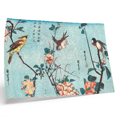 Poster Japanska fåglar och blommor (1833) – vintage träsnitt av Utagawa Hiroshige