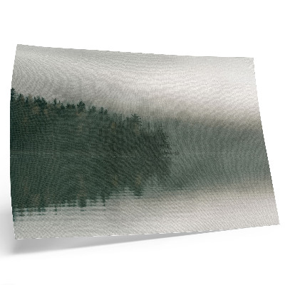 Väggposter Dimmigt skogslandskap vid sjön