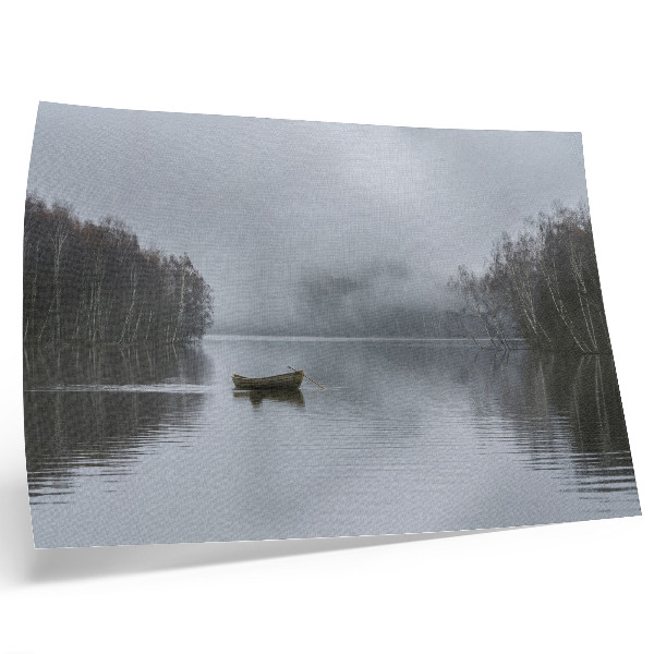 Poster till sovrum Himmel och vatten, dimma och träd, lugn och ro