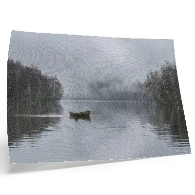 Poster till sovrum himmel och vatten med dimma och träd för lugn och ro