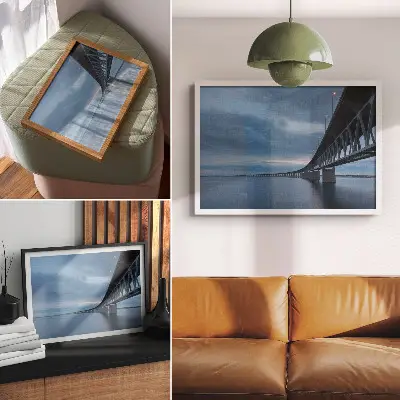 Väggposter modern bro över lugnt vatten