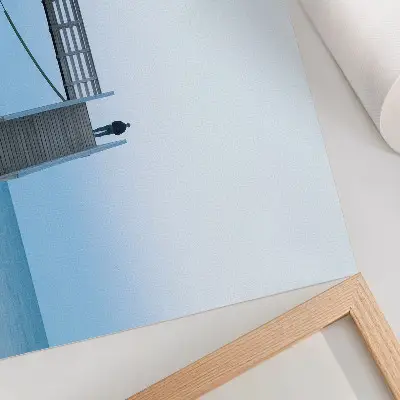 Poster med minimalistiskt motiv av en person i en trapparkitektur
