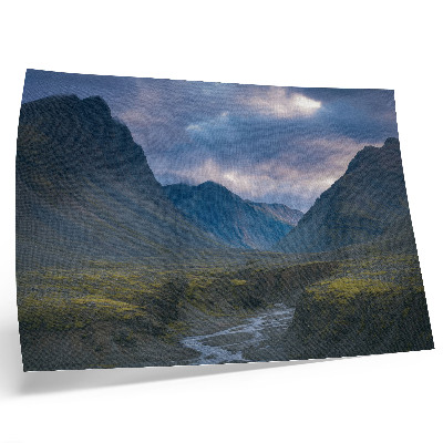 Poster till sovrum Berg i molnen blå fred natur