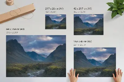 Poster Berg i molnen blå fred natur