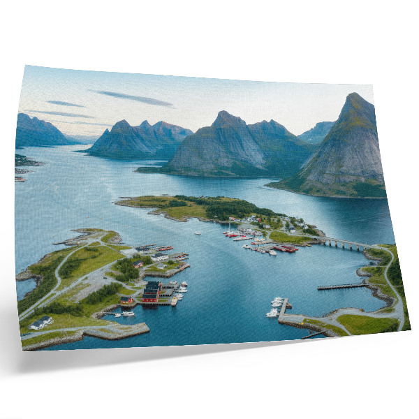 Väggposter Fjordar, berg, stad, lugn och harmoni