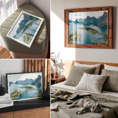 Väggposter Fjordar, berg, stad, lugn och harmoni