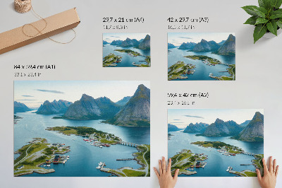 Väggposter Fjordar, berg, stad, lugn och harmoni
