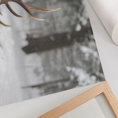 Stilren väggposter Horn i snön vinterskog naturlig fred