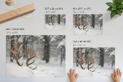 Stilren väggposter Horn i snön vinterskog naturlig fred